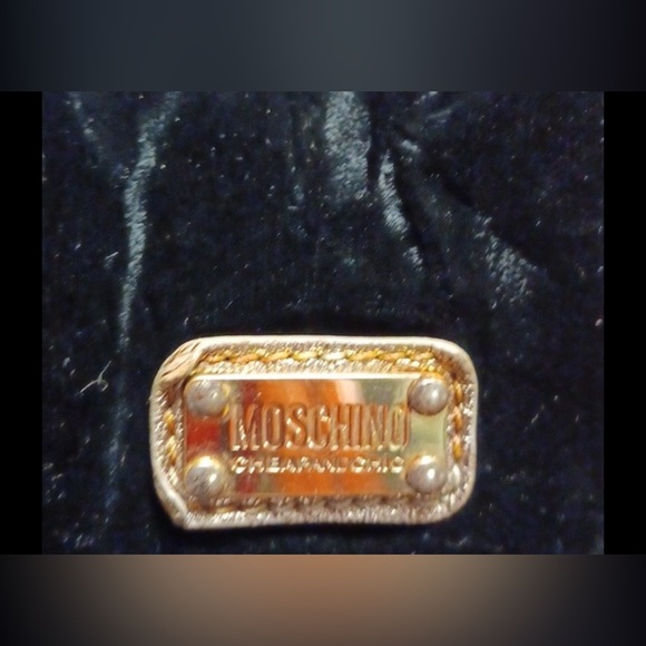 MOSCHINO authentic limited edition Metallic Leather & Black Velvet Ruffle Bag - Picture 9 of 10